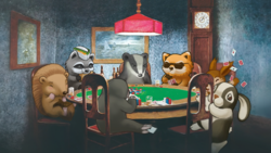 The PAWS gang enjoying a poker night by ChuckleberryFinn.