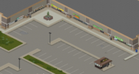 Strip mall ABCD Driving School Zac's Hardware 5 Bux or Less Dressed to the 90s Worm of Books Greene's Go Flash.png
