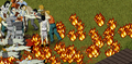 Fire re-added back in Build 0.2.0r RC2.9. The scorching flames spread as they engulf zombies eating the dying character.