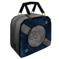 Model for the blue variant of the bowling ball bag.