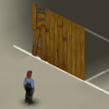 In-game screenshot of wooden walls at different levels in order from left to right