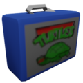 The blue variant of the lunchbox when placed in the game world.