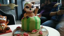 Spiffo in a cake. (Credit: Tooks)