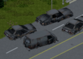 A few burnt car wrecks.
